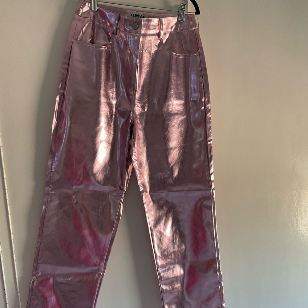 ADAY Metallic Pink Straight Leg Pants